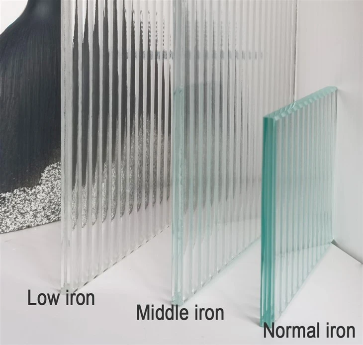 low iron, middle iron and normal iron reeded glass