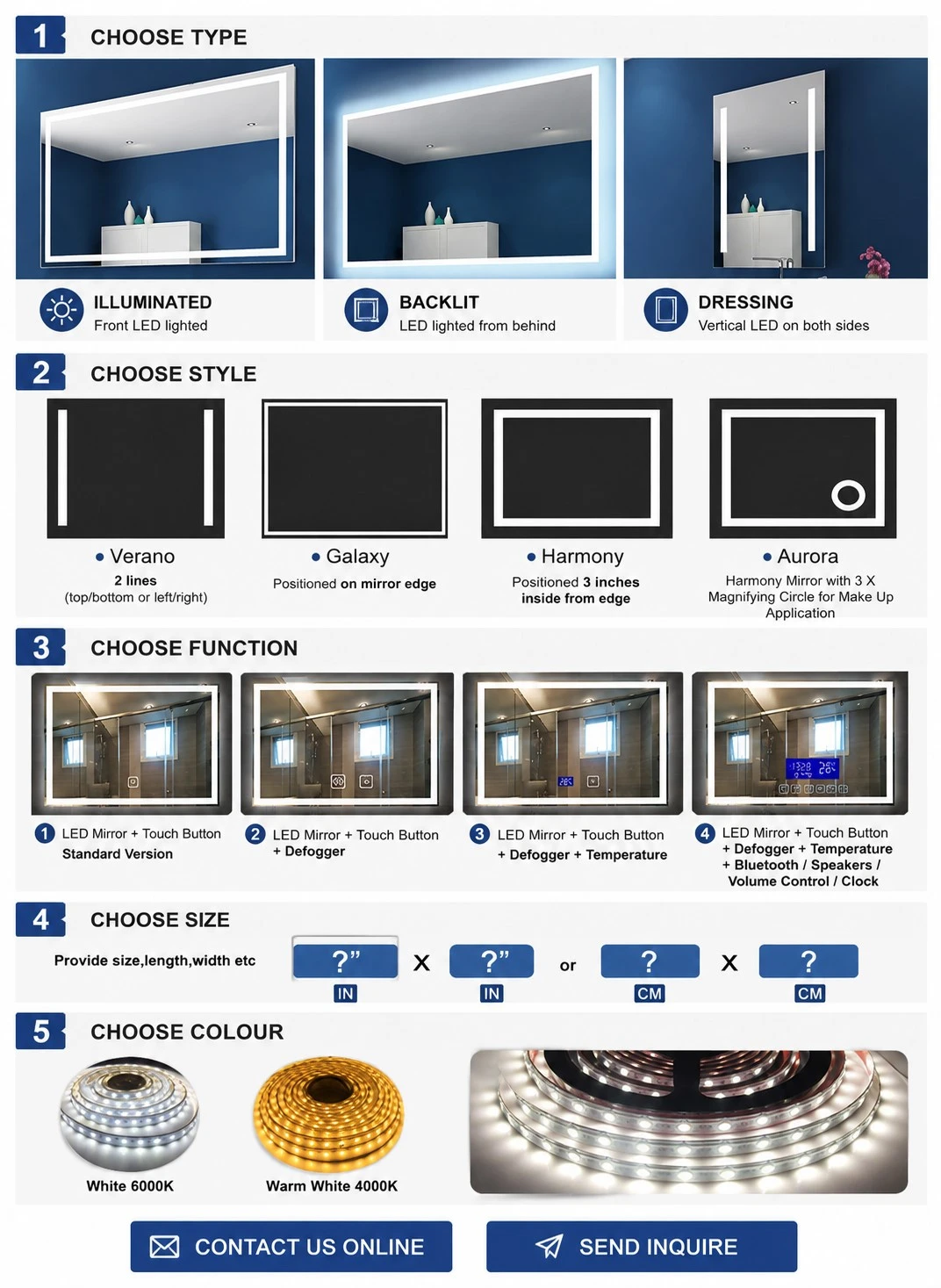 LED lighted salon mirror with modern design LED lighted salon mirror with modern design