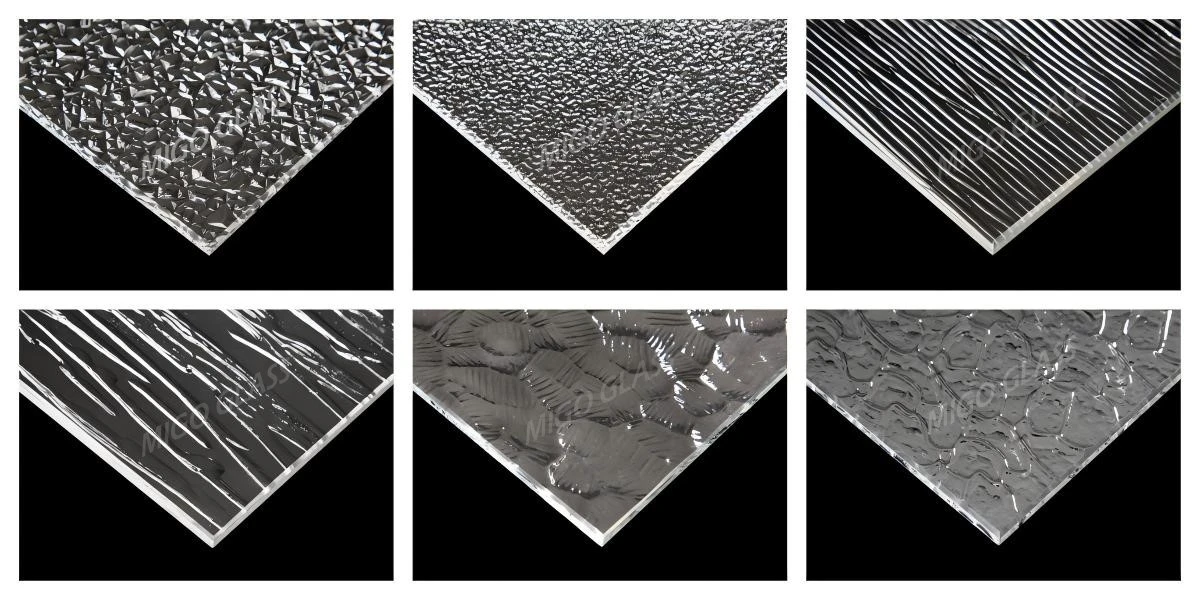 Clear patterned glass options at MIGO GLASS Clear patterned glass options at MIGO GLASS